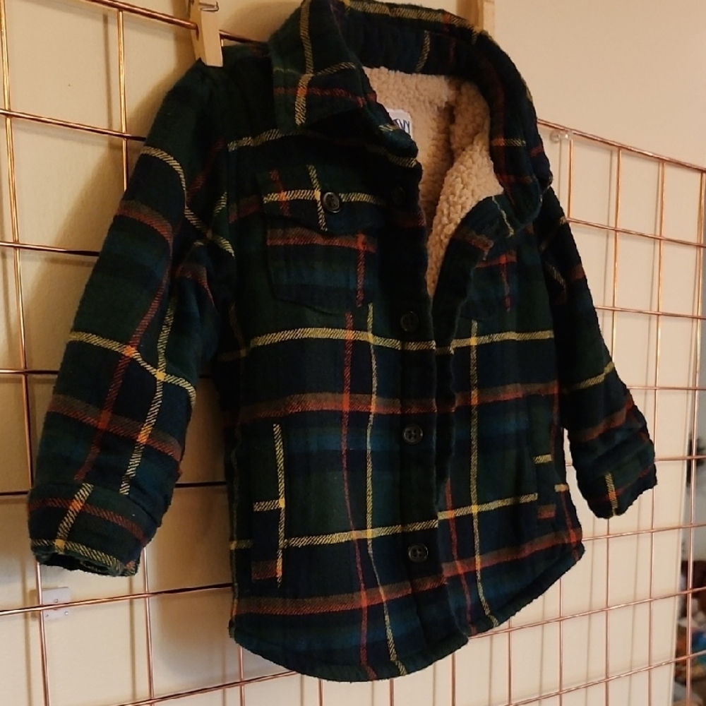 Old Navy Multicolor Plaid Sherpa Jacket, Size 12-18M